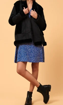 Best Sale La Fée Maraboutée Blouson aviateur effet peau lainée - 38 Noir