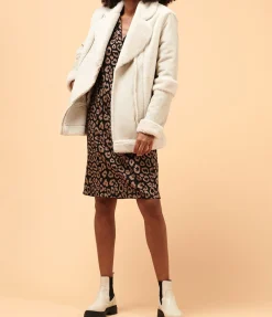 Discount La Fée Maraboutée Blouson aviateur effet peau lainée - 36 Beige