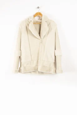 Clearance La Fée Maraboutée Blouson aviateur effet peau lainée - S/36 Blanc