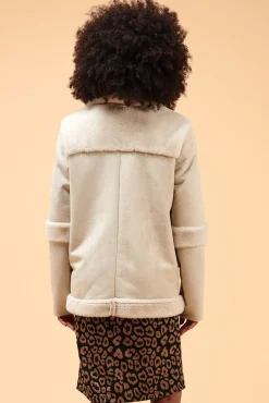 Sale La Fée Maraboutée Blouson aviateur effet peau lainée - 36 Beige