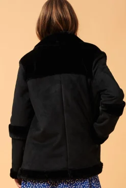 Clearance La Fée Maraboutée Blouson aviateur effet peau lainée - S/36 Blanc