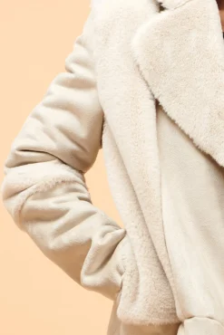 Discount La Fée Maraboutée Blouson aviateur effet peau lainée - 36 Beige