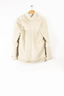 Clearance La Fée Maraboutée Blouson aviateur effet peau lainée - S/36 Blanc
