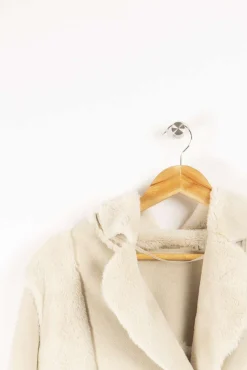 Clearance La Fée Maraboutée Blouson aviateur effet peau lainée - S/36 Blanc