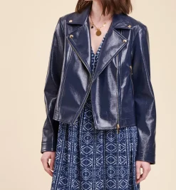New La Fée Maraboutée Blouson esprit motard - 42 Bleu
