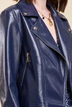 New La Fée Maraboutée Blouson esprit motard - 42 Bleu