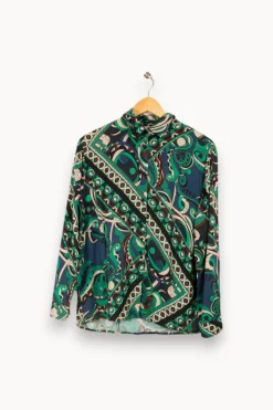 Clearance La Fée Maraboutée Chemise ample en viscose Ecovero à imprimé foulard - S/36 Vert
