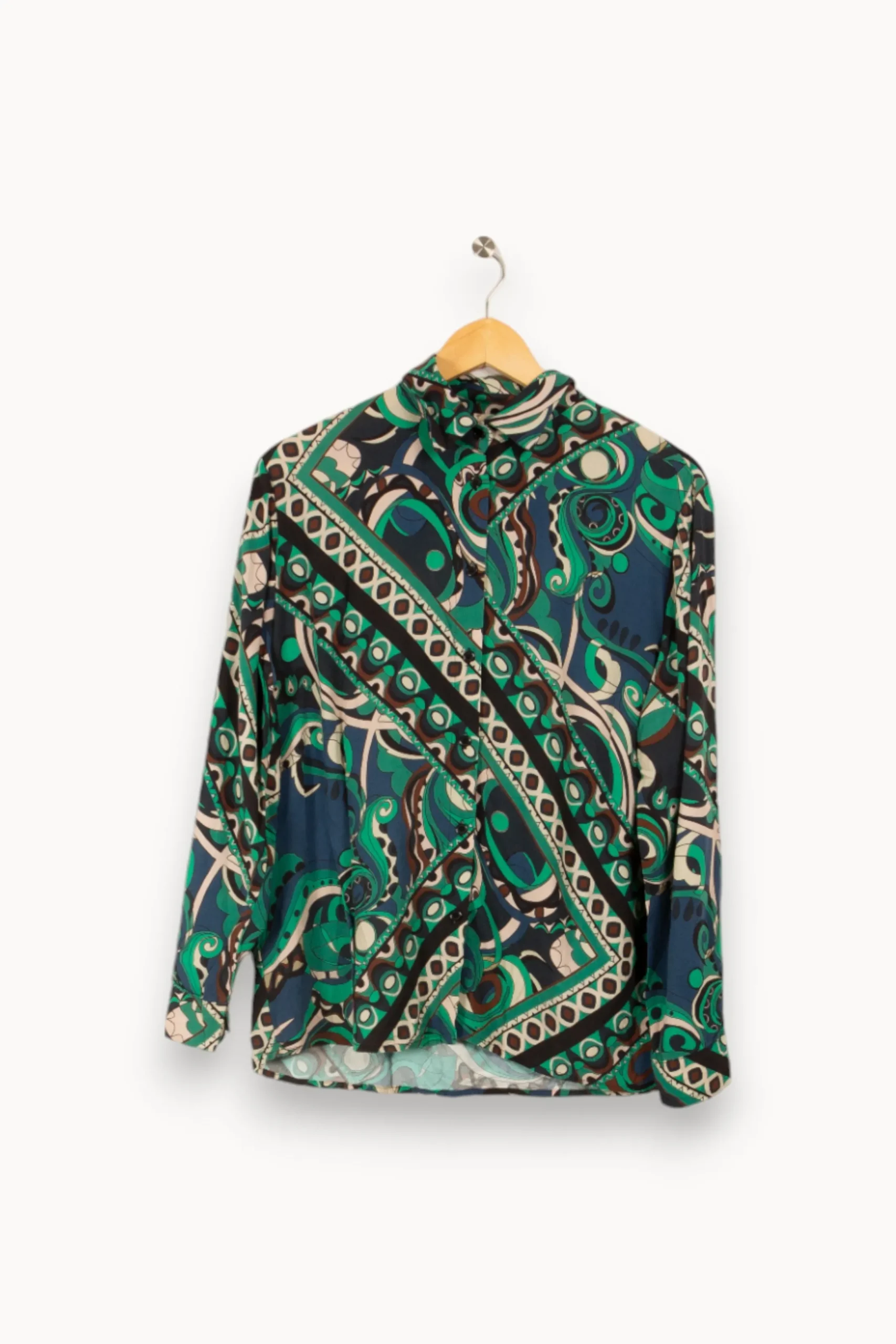 Clearance La Fée Maraboutée Chemise ample en viscose Ecovero à imprimé foulard - S/36 Vert