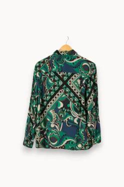 Clearance La Fée Maraboutée Chemise ample en viscose Ecovero à imprimé foulard - S/36 Vert