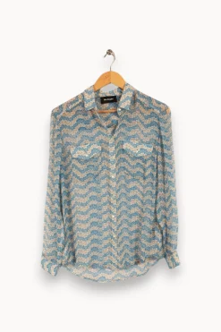 Best Sale The Kooples Chemise e à motifs - Taille XS/34 Bleu