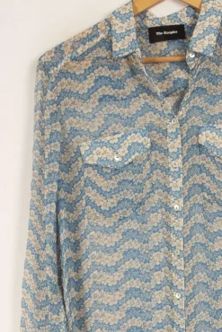 Best Sale The Kooples Chemise e à motifs - Taille XS/34 Bleu