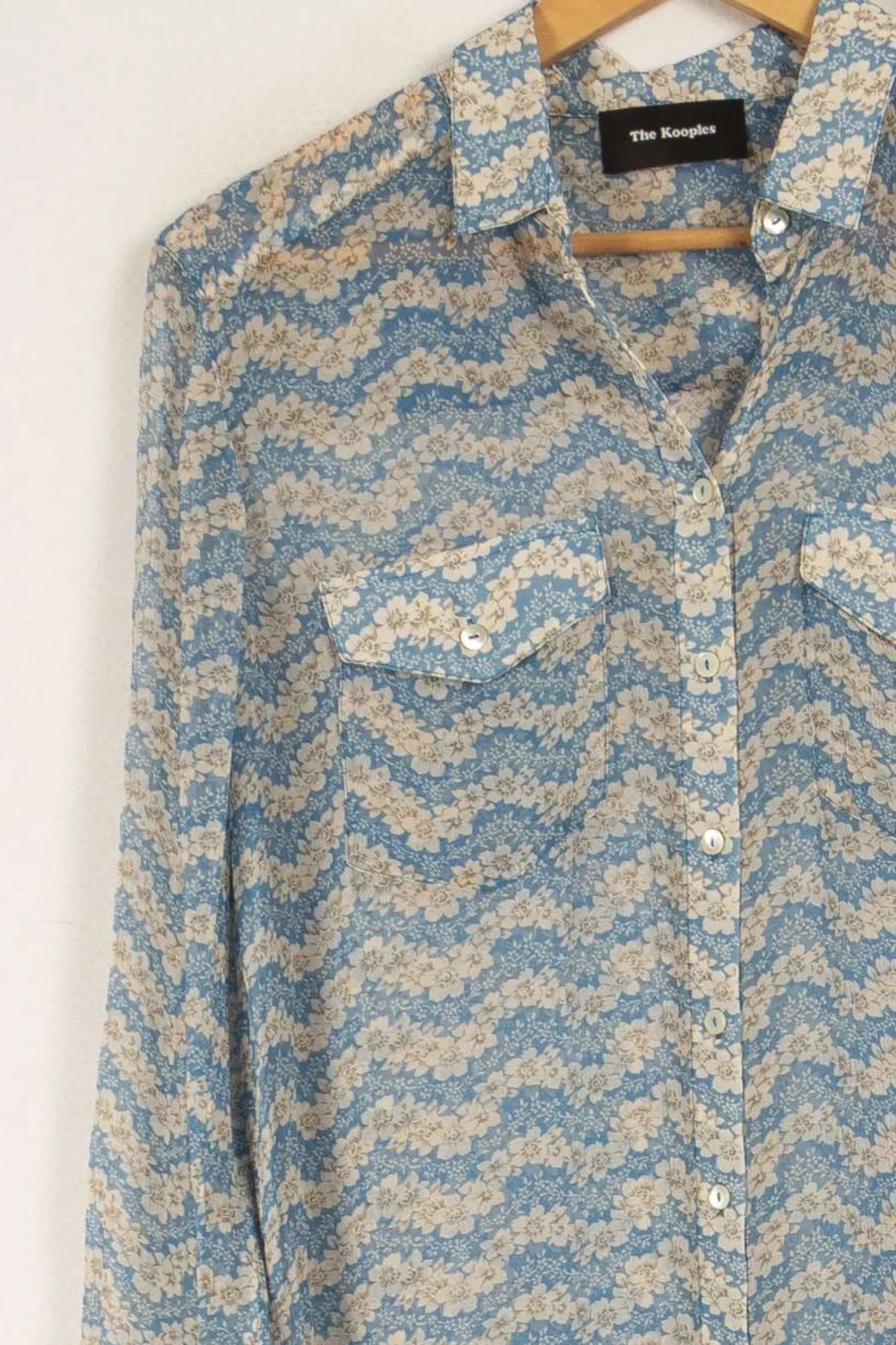 Best Sale The Kooples Chemise e à motifs - Taille XS/34 Bleu