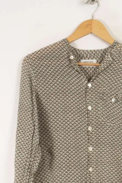Sale Laurence Bras Chemise en soie légère à motif - Taille XS/34 Gris
