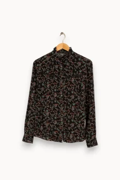 Discount IKKS Chemise e à motifs - Taille M/38 Noir