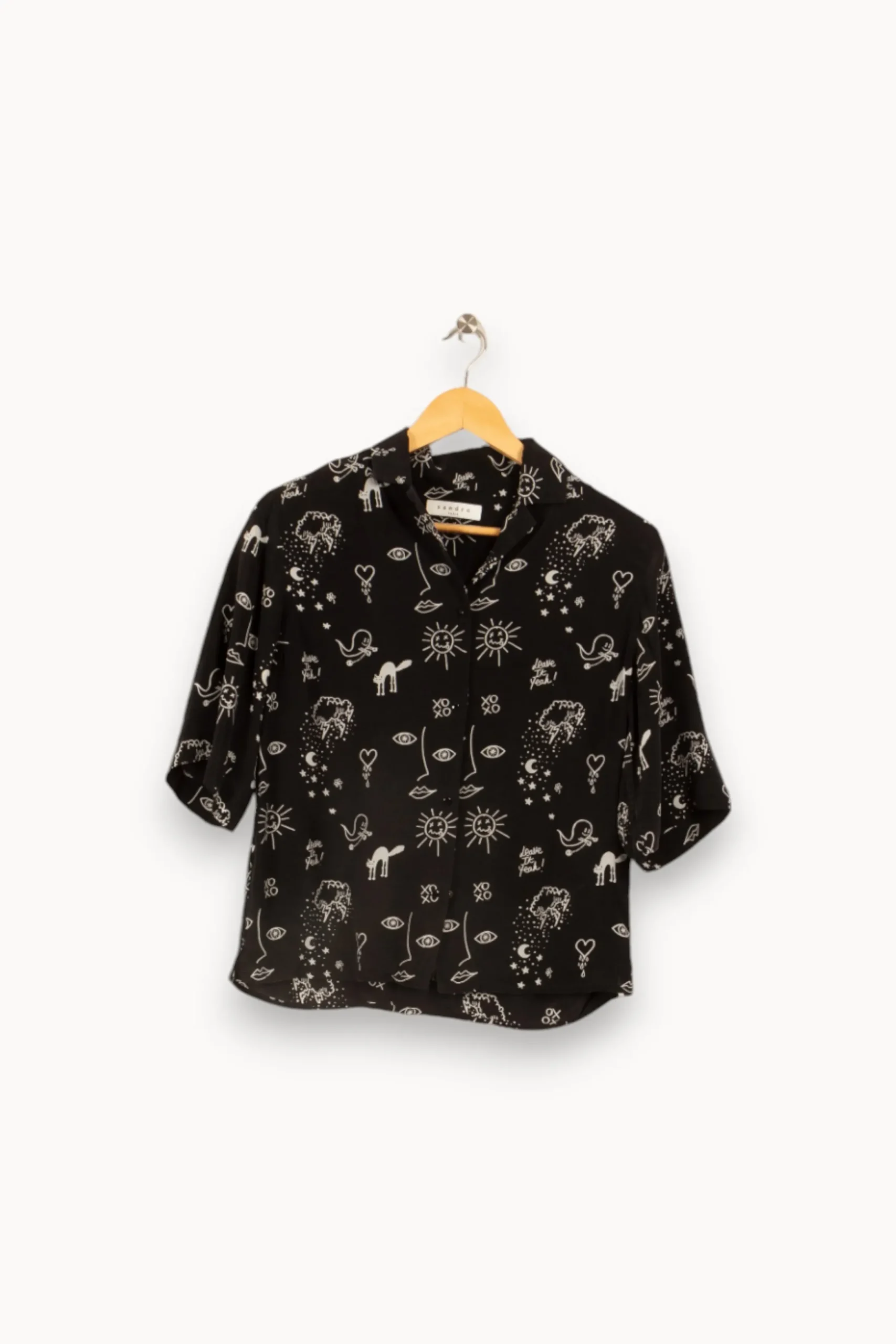 Best Sandro Chemise e à motifs - Taille S/36 Noir