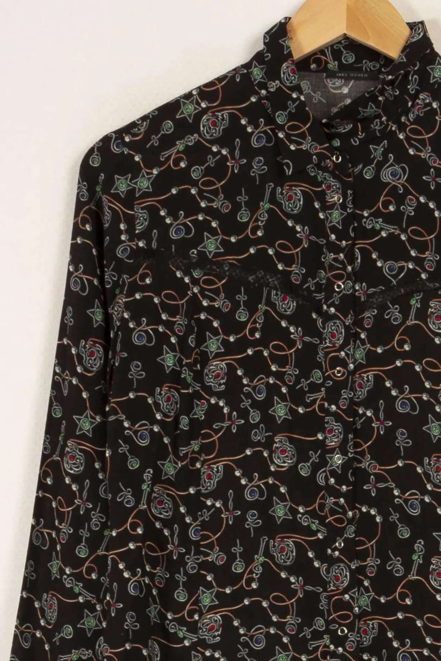 Discount IKKS Chemise e à motifs - Taille M/38 Noir