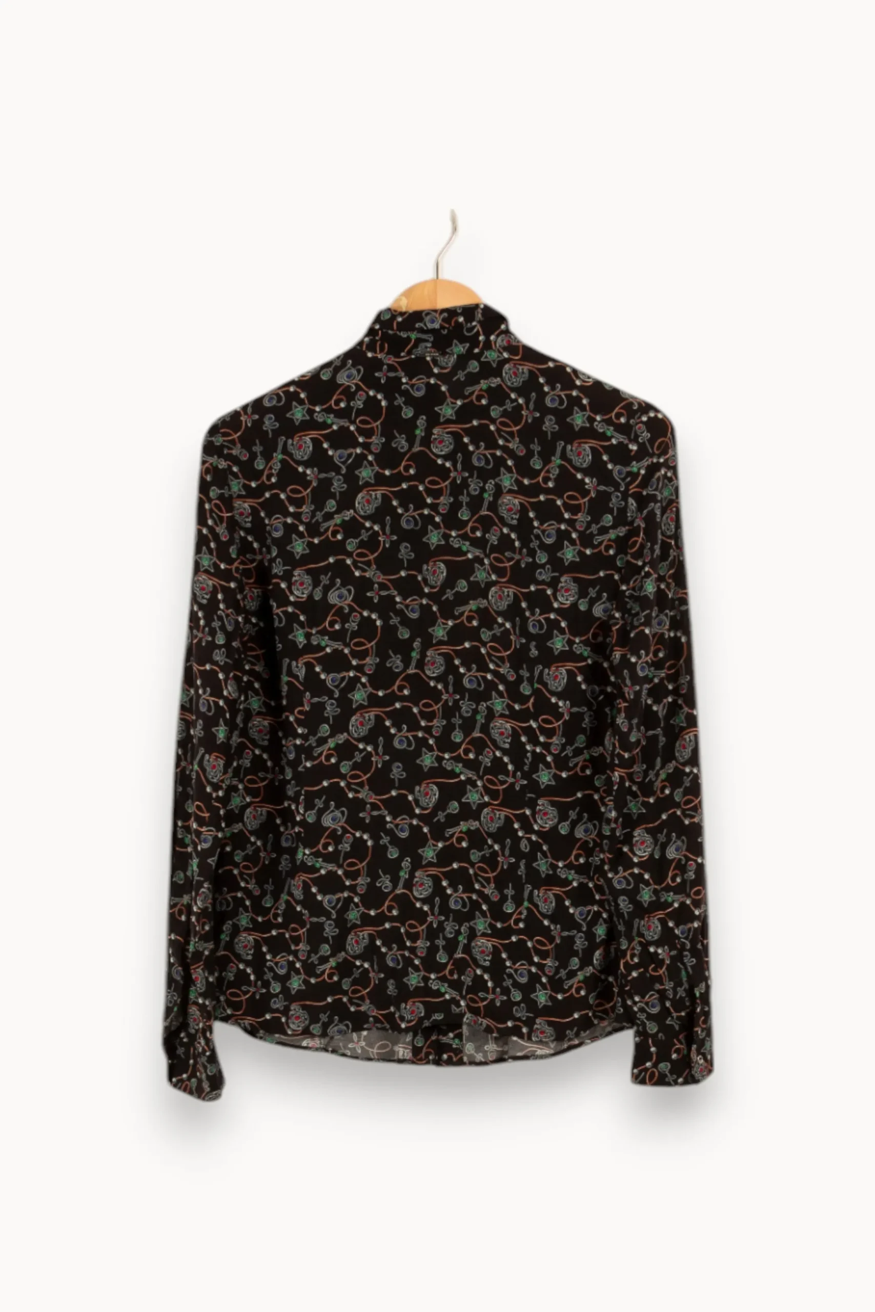 Discount IKKS Chemise e à motifs - Taille M/38 Noir