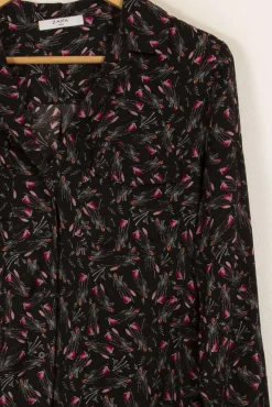 Shop ZAPA Chemise noire à motifs roses - Taille S/36 Multicolore