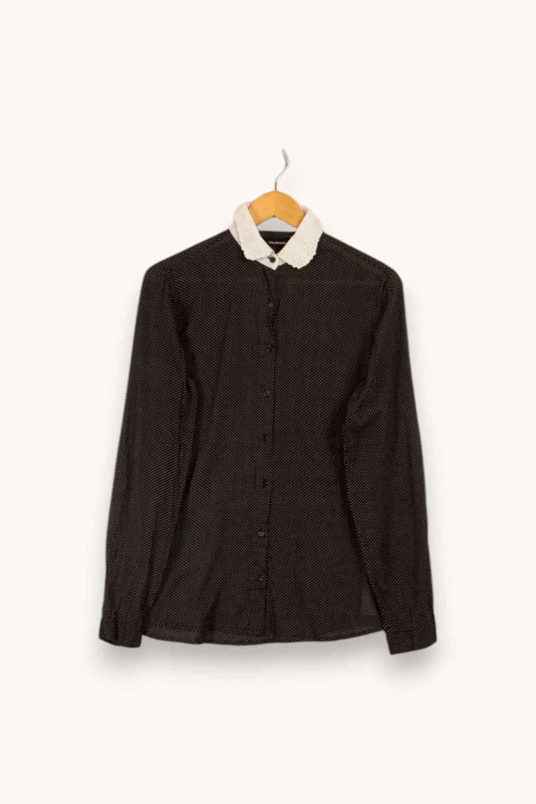 Outlet The Kooples Chemise e à pois blancs avec col - Taille L/40 Noir