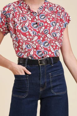 Outlet La Fée Maraboutée Chemisier ample en viscose écoresponsable Ecovero™ imprimée - XL/42 Multicolore