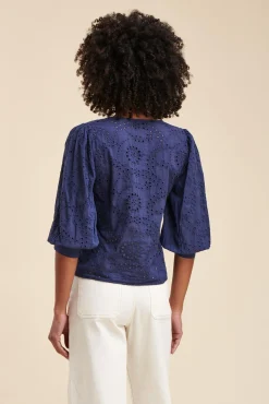 Store La Fée Maraboutée Chemisier en broderie anglaise - S/36 Vert