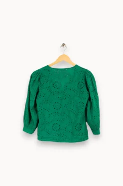 Store La Fée Maraboutée Chemisier en broderie anglaise - S/36 Vert