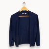 Online La Fée Maraboutée Gilet bords roulés - S/36 Bleu