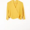 Online La Fée Maraboutée Gilet court en coton point mousse - S/36 Jaune