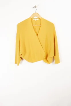 Online La Fée Maraboutée Gilet court en coton point mousse - S/36 Jaune