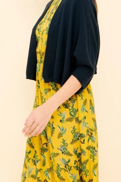 Online La Fée Maraboutée Gilet court en coton point mousse - S/36 Jaune