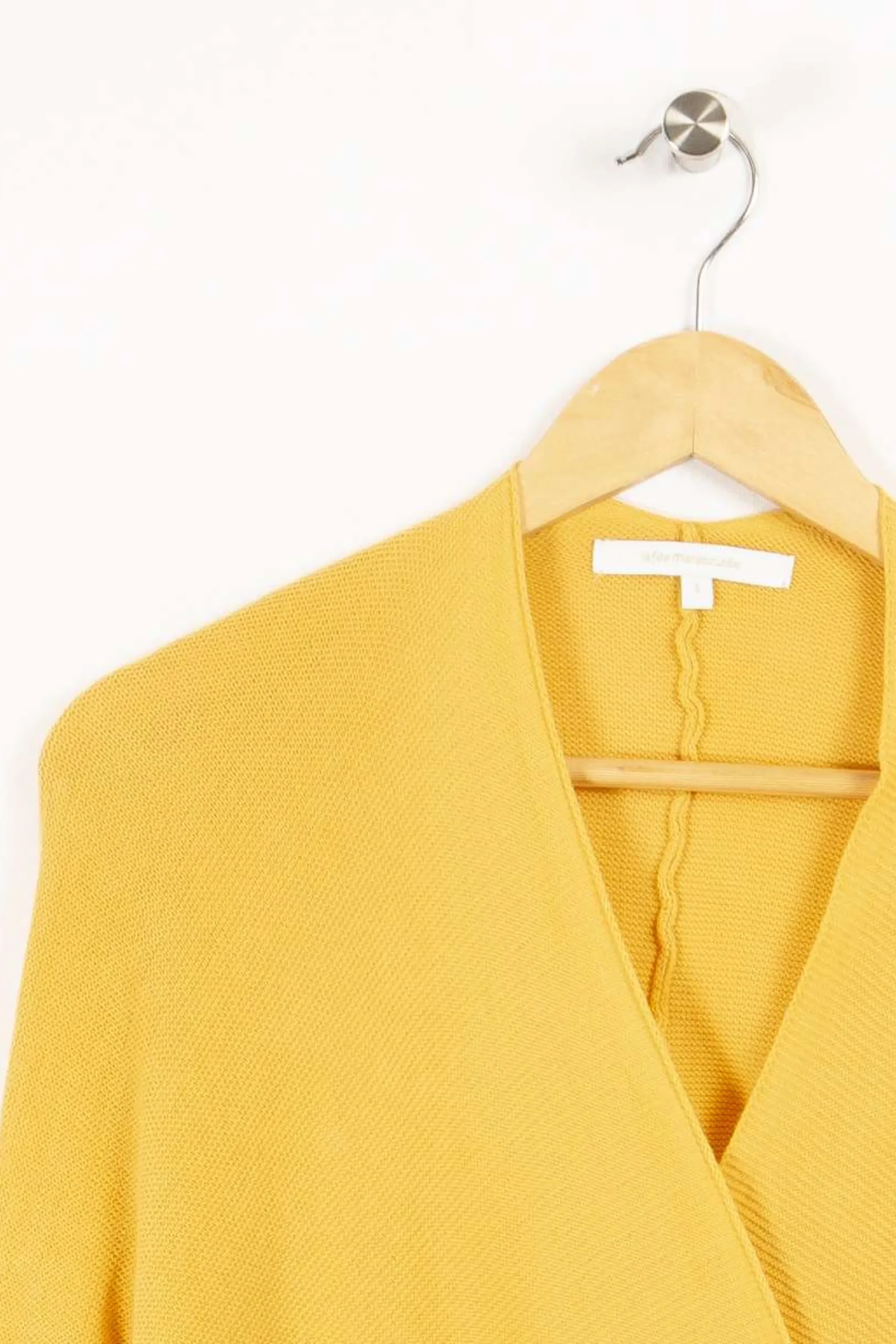 Online La Fée Maraboutée Gilet court en coton point mousse - S/36 Jaune