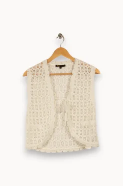 Hot Maje Gilet en dentelle - Taille S/36 Blanc