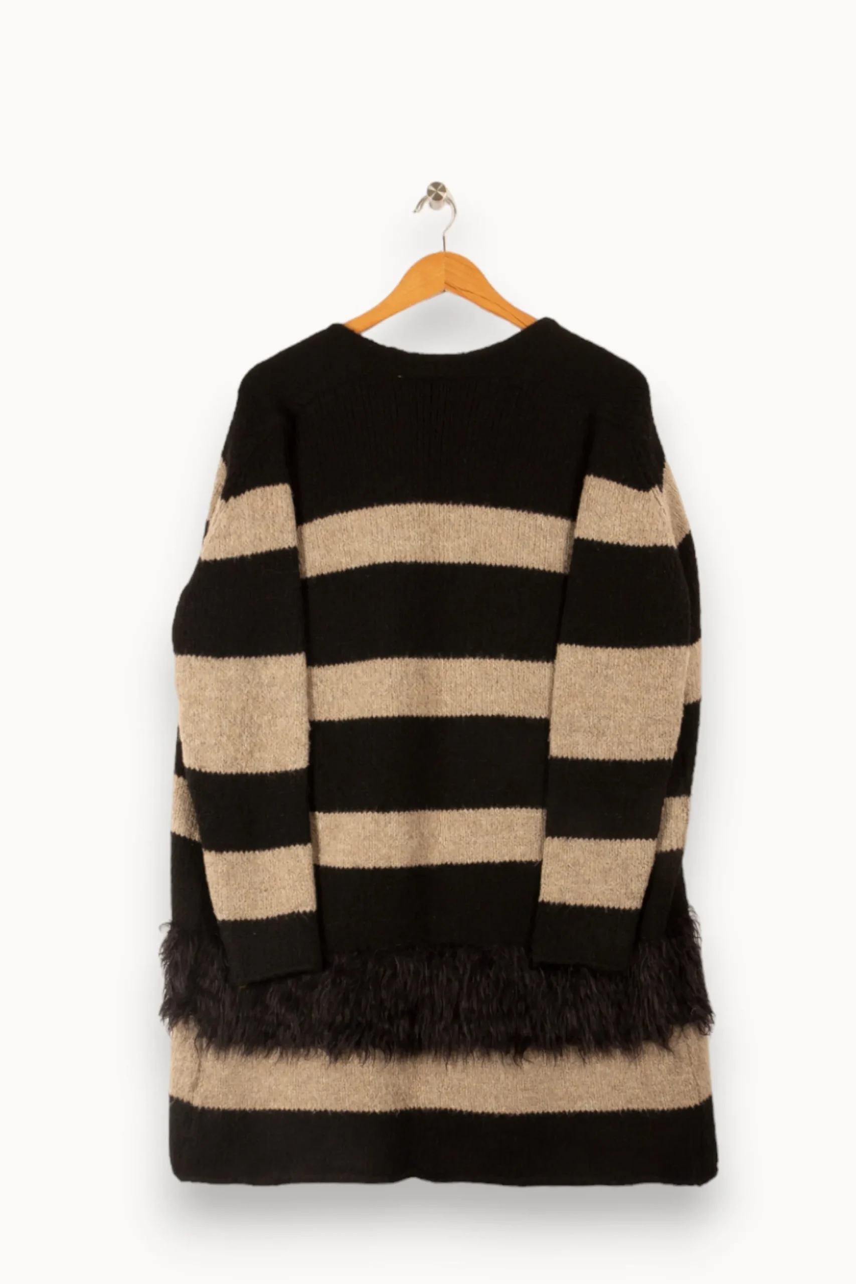 Sale La Fée Maraboutée Gilet long larges rayures - S/36 Noir