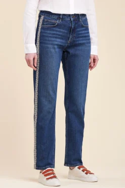Sale La Fée Maraboutée Jean droit en coton biologique - 34 Bleu