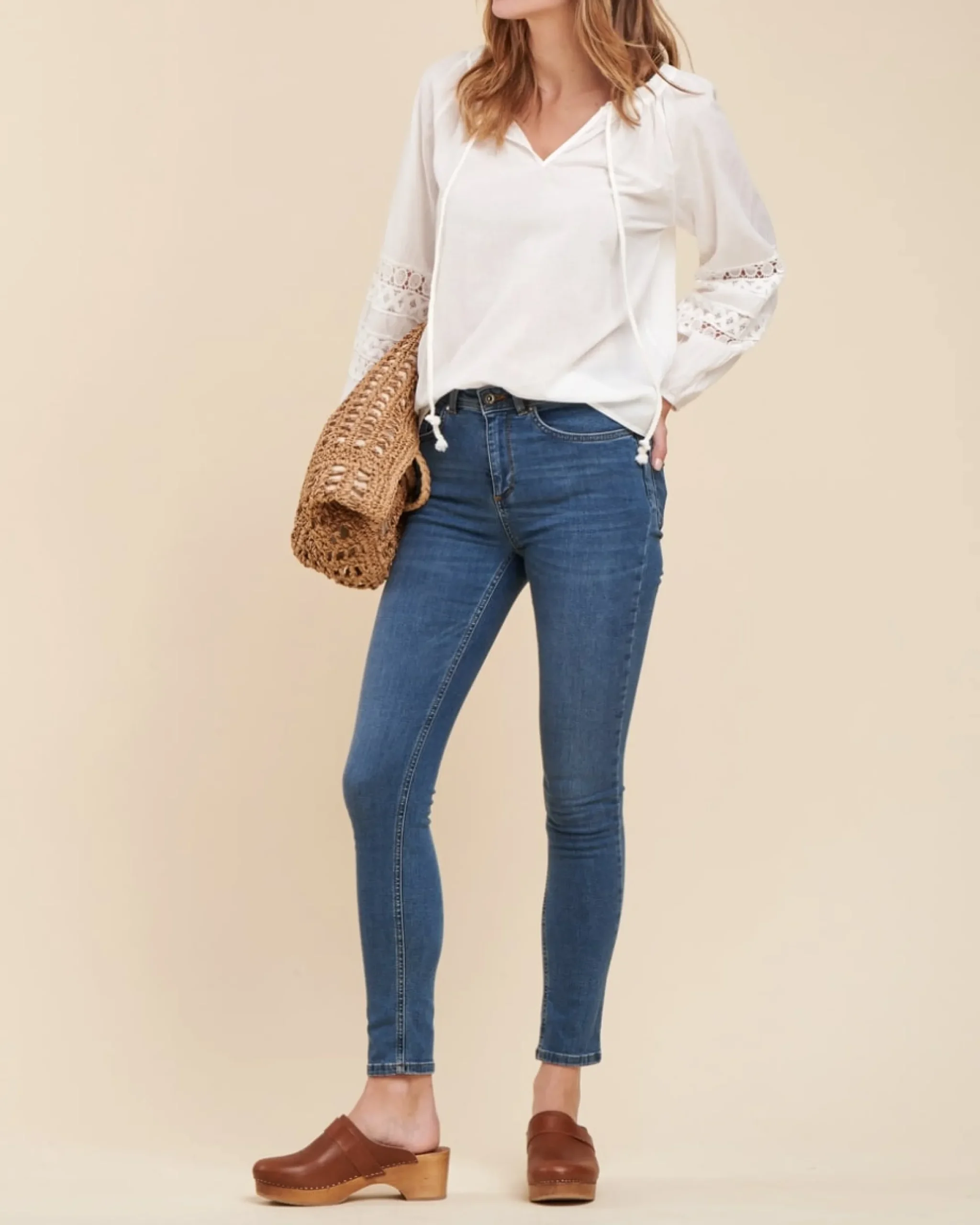 Shop La Fée Maraboutée Jean slim en coton biologique - L/40 Bleu