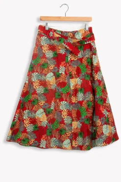 Sale La Fée Maraboutée Jupe à motif tropical - 40 Rouge