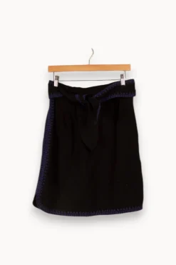 Fashion La Fée Maraboutée Jupe courte ceinturée brodée en coton biologique - L/40 Noir