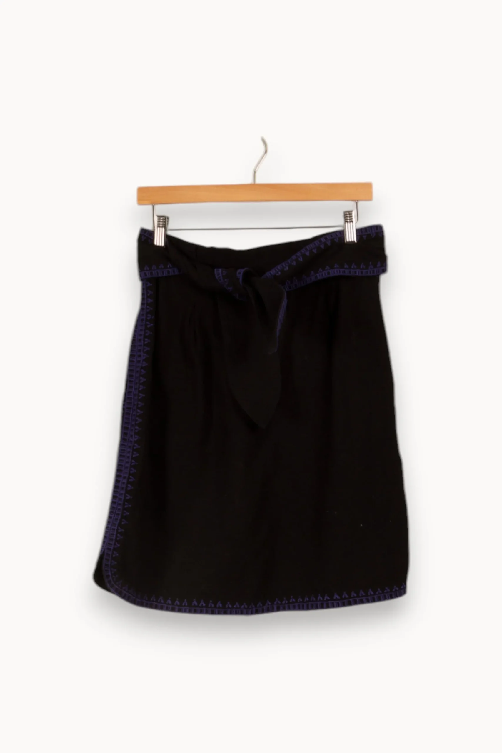 Fashion La Fée Maraboutée Jupe courte ceinturée brodée en coton biologique - L/40 Noir