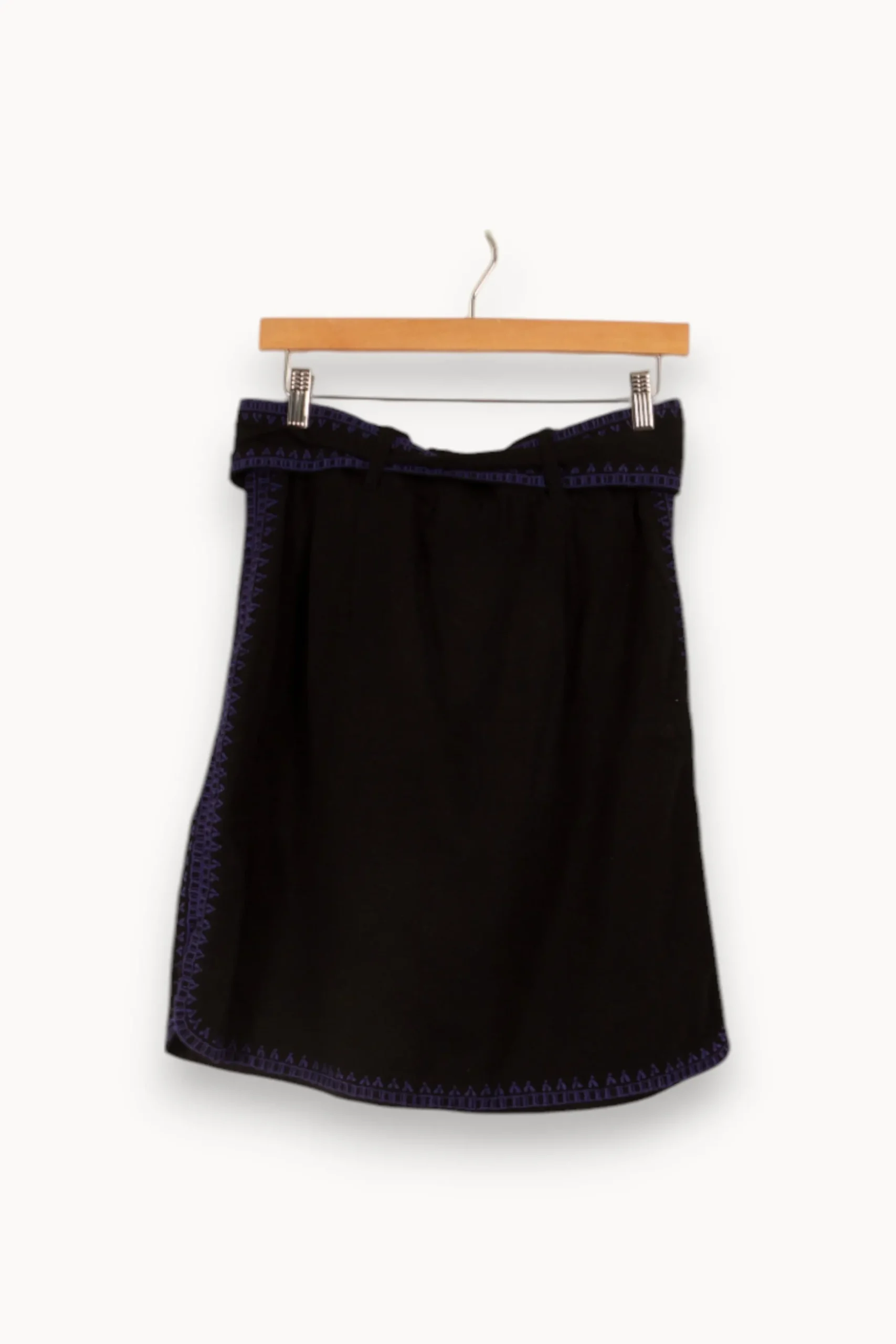 Fashion La Fée Maraboutée Jupe courte ceinturée brodée en coton biologique - L/40 Noir