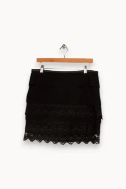Fashion IKKS Jupe courte e à broderies - Taille XL/42 Noir