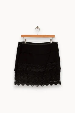 Fashion IKKS Jupe courte e à broderies - Taille XL/42 Noir