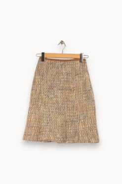 Store Caroll Jupe en tweed marron et bleu - Taille S/36 Multicolore