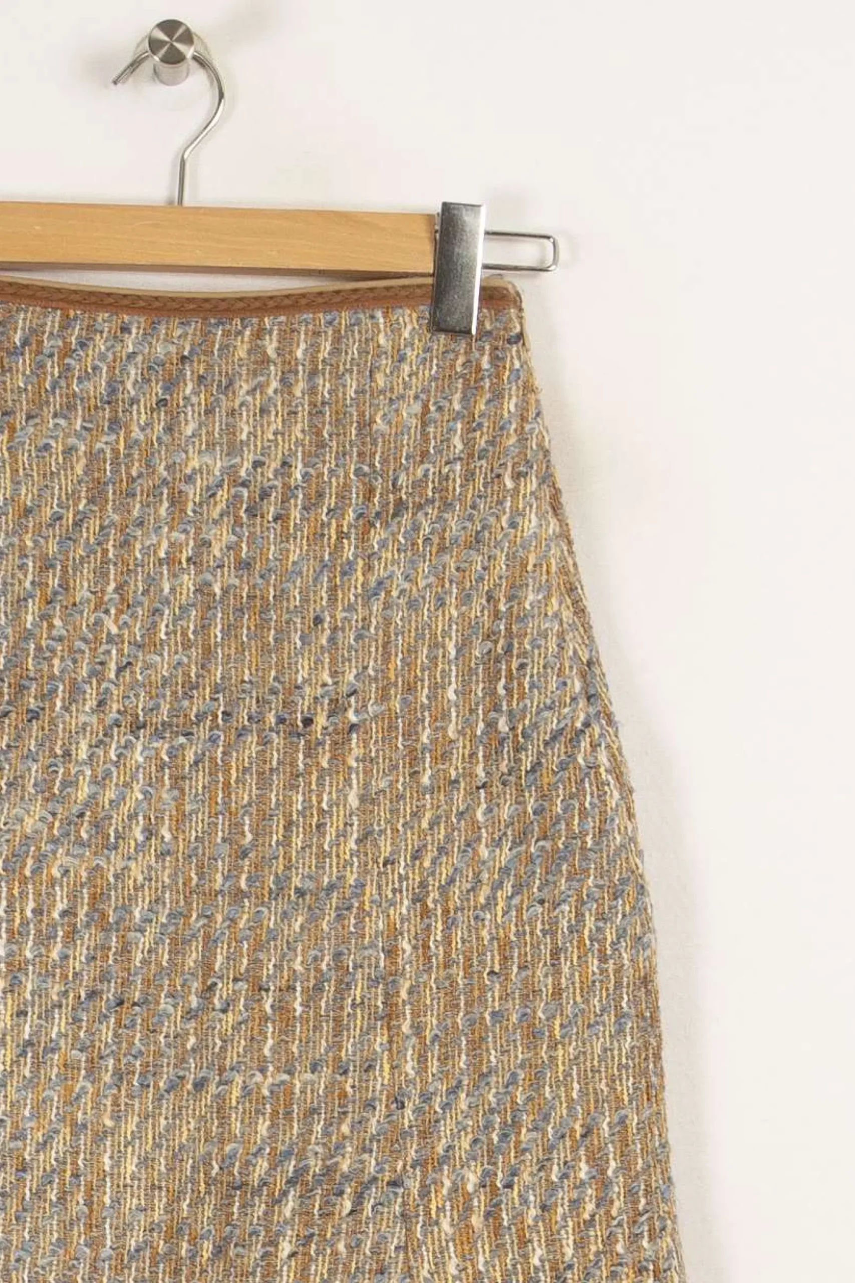 Store Caroll Jupe en tweed marron et bleu - Taille S/36 Multicolore