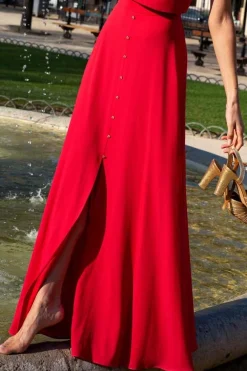 Fashion Maison Lemoine Jupe longue - invitée Carmina grenadine - XXL/44 Rouge