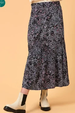Fashion La Fée Maraboutée Jupe longue imprimée à volant en viscose écoresponsable - S/36 Multicolore