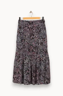 Fashion La Fée Maraboutée Jupe longue imprimée à volant en viscose écoresponsable - S/36 Multicolore