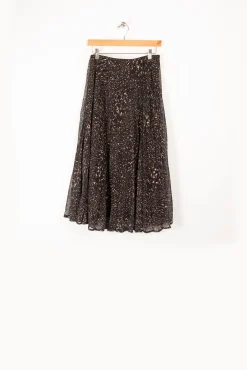 Fashion La Fée Maraboutée Jupe longue plissée imprimée - S/36 Noir