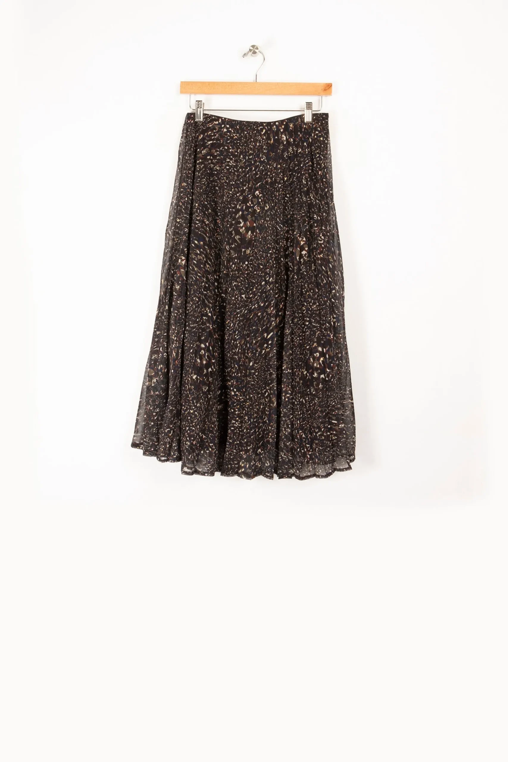 Fashion La Fée Maraboutée Jupe longue plissée imprimée - S/36 Noir