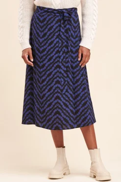Cheap La Fée Maraboutée Jupe mi-longue à imprimé bicolore - M/38 Bleu