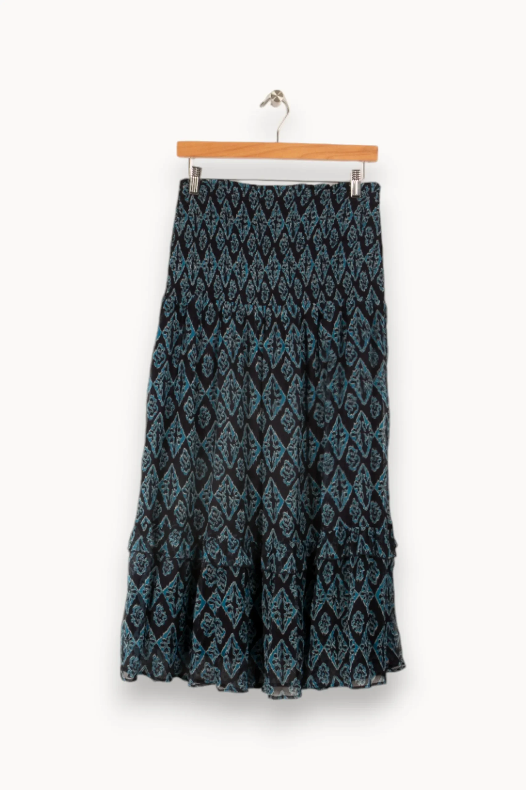 New La Fée Maraboutée Jupe mi-longue évasée en voile imprimé - L/40 Bleu